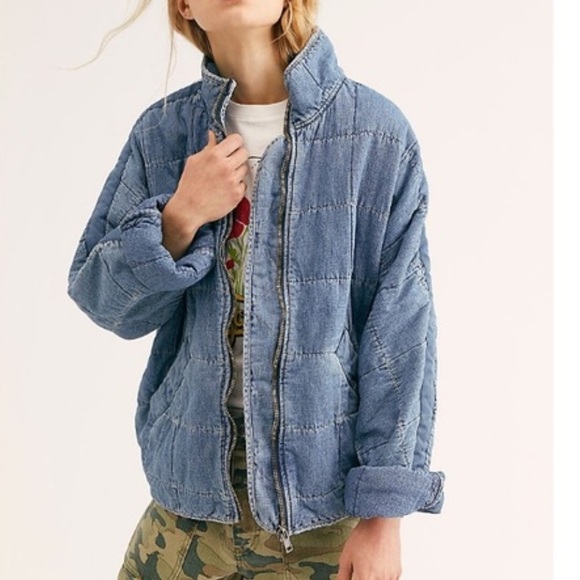 Free people dolman quilted Jean jacket - Picture 2 of 7